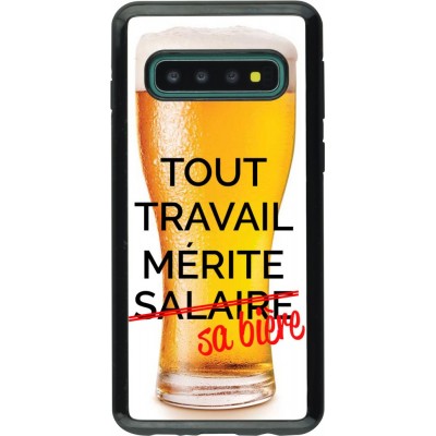 Coque Samsung Galaxy S10 - Hybrid Armor noir Tout travail mérite sa bière