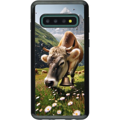 Coque Samsung Galaxy S10 - Hybrid Armor noir Vache montagne Valais