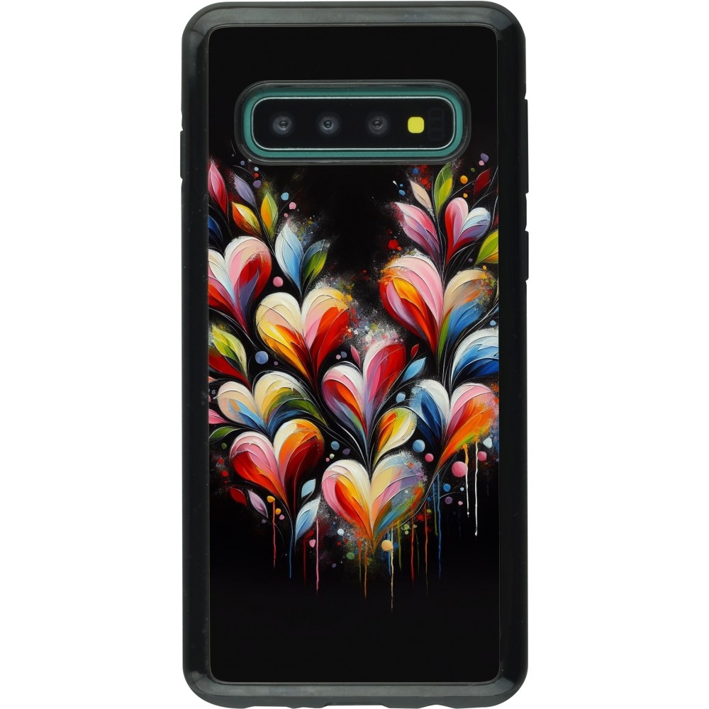 Coque Samsung Galaxy S10 - Hybrid Armor noir Valentine 2024 Coeur Noir Abstrait