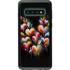 Coque Samsung Galaxy S10 - Hybrid Armor noir Valentine 2024 Coeur Noir Abstrait