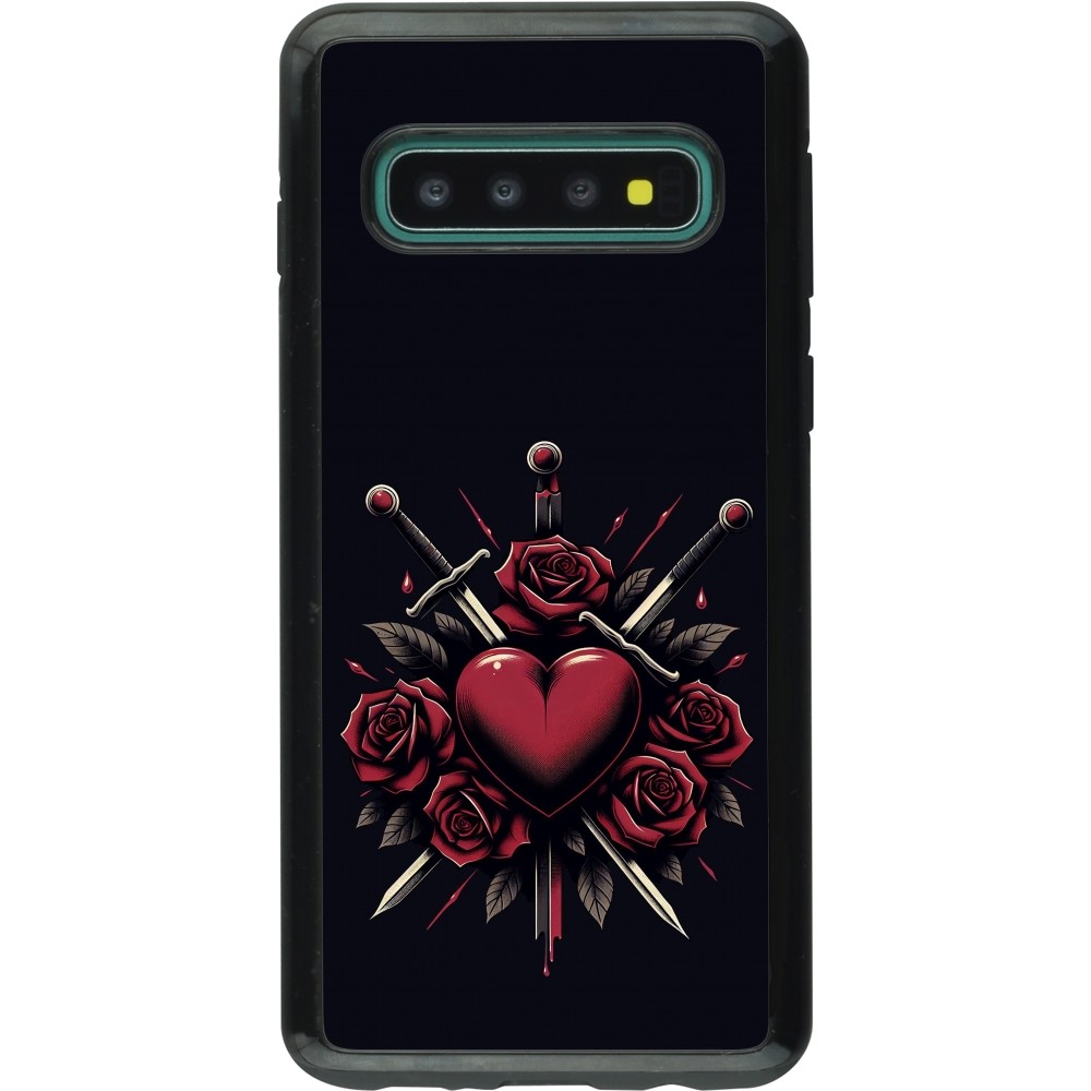 Coque Samsung Galaxy S10 - Hybrid Armor noir Valentine 2024 gothic love