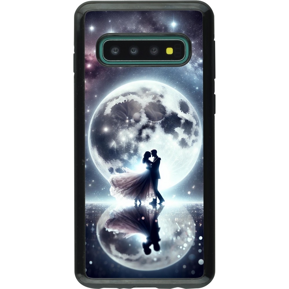 Coque Samsung Galaxy S10 - Hybrid Armor noir Valentine 2024 Love under the moon