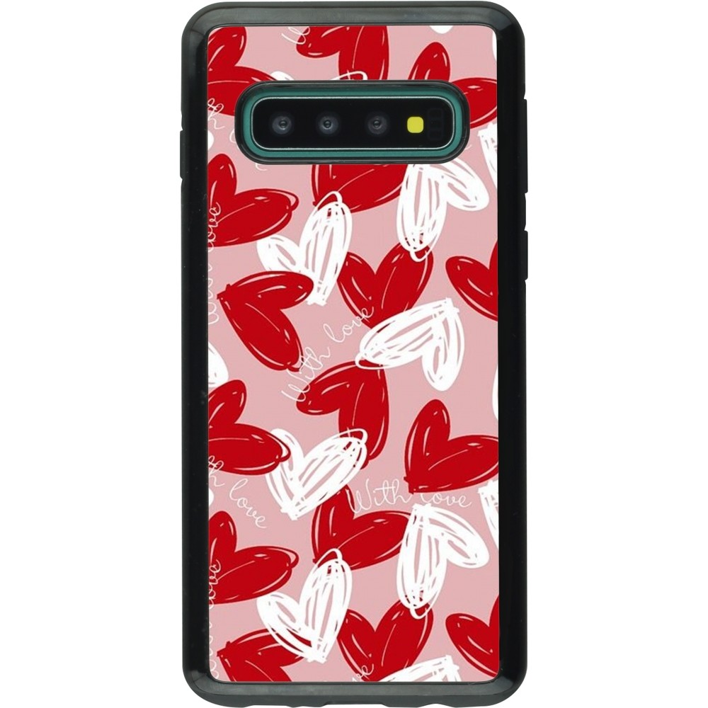 Coque Samsung Galaxy S10 - Hybrid Armor noir Valentine 2024 with love heart