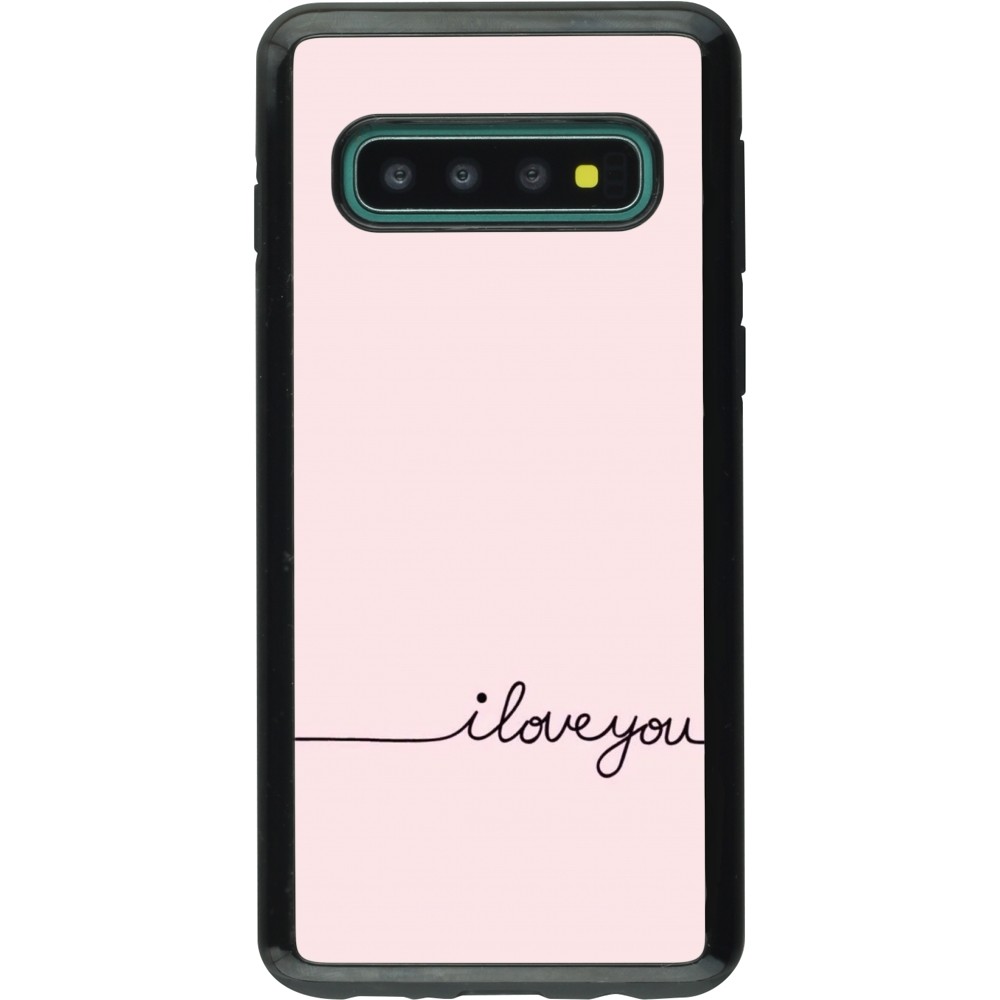 Coque Samsung Galaxy S10 - Hybrid Armor noir Valentine 2023 i love you writing