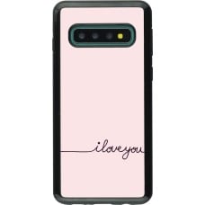 Coque Samsung Galaxy S10 - Hybrid Armor noir Valentine 2023 i love you writing