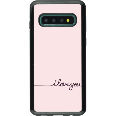 Coque Samsung Galaxy S10 - Hybrid Armor noir Valentine 2023 i love you writing