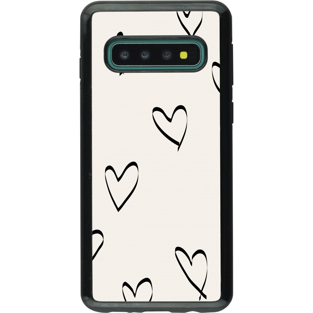 Coque Samsung Galaxy S10 - Hybrid Armor noir Valentine 2023 minimalist hearts