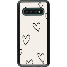 Coque Samsung Galaxy S10 - Hybrid Armor noir Valentine 2023 minimalist hearts