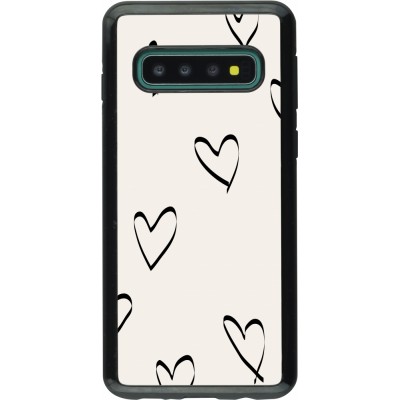 Coque Samsung Galaxy S10 - Hybrid Armor noir Valentine 2023 minimalist hearts