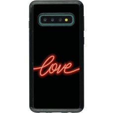 Coque Samsung Galaxy S10 - Hybrid Armor noir Valentine 2023 neon love