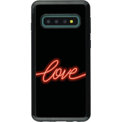 Coque Samsung Galaxy S10 - Hybrid Armor noir Valentine 2023 neon love