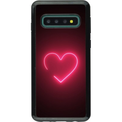 Coque Samsung Galaxy S10 - Hybrid Armor noir Valentine 2023 single neon heart