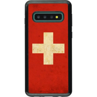 Coque Samsung Galaxy S10 - Hybrid Armor noir Vintage Flag SWISS