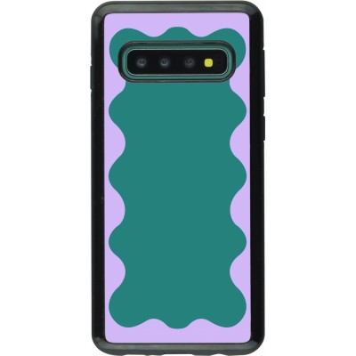 Coque Samsung Galaxy S10 - Hybrid Armor noir Wavy Rectangle Green Purple