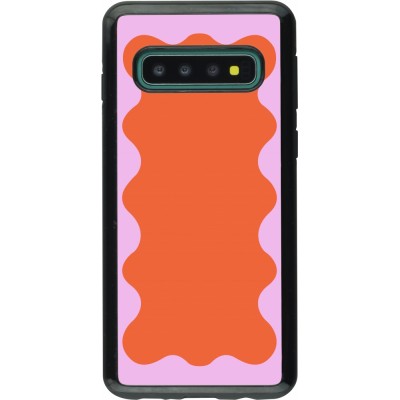 Coque Samsung Galaxy S10 - Hybrid Armor noir Wavy Rectangle Orange Pink