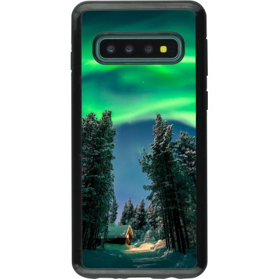 Coque Samsung Galaxy S10 - Hybrid Armor noir Winter 22 Northern Lights