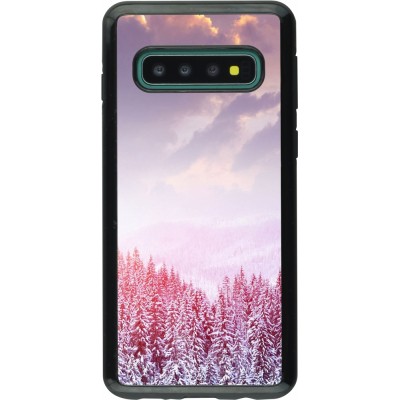 Coque Samsung Galaxy S10 - Hybrid Armor noir Winter 22 Pink Forest