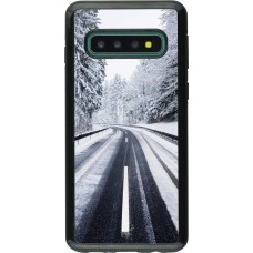 Coque Samsung Galaxy S10 - Hybrid Armor noir Winter 22 Snowy Road