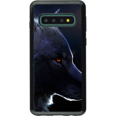 Coque Samsung Galaxy S10 - Hybrid Armor noir Wolf Shape