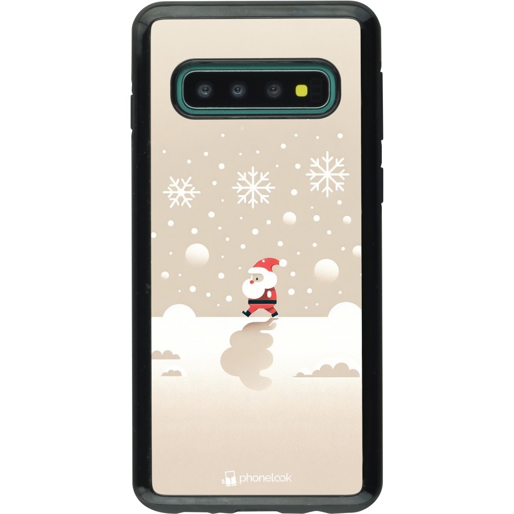 Coque Samsung Galaxy S10 - Hybrid Armor noir Noël 2023 Minimalist Santa