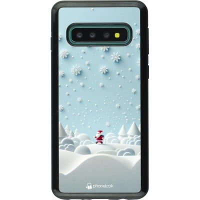 Coque Samsung Galaxy S10 - Hybrid Armor noir Noël 2023 Petit Père Flocon