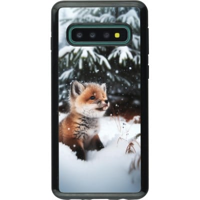 Coque Samsung Galaxy S10 - Hybrid Armor noir Noël 2023 Renardeau sapin