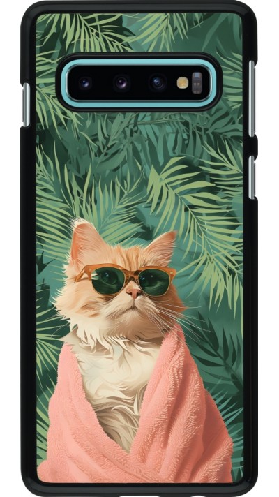 Coque Samsung Galaxy S10 - Cat Summer Palms