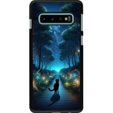 Coque Samsung Galaxy S10 - Chat noir promenade