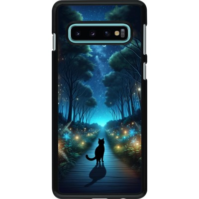 Coque Samsung Galaxy S10 - Chat noir promenade