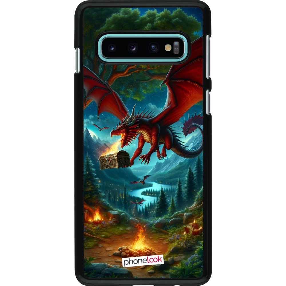 Coque Samsung Galaxy S10 - Dragon Volant Forêt Trésor