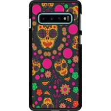 Samsung Galaxy S10 Case Hülle - Halloween 22 colorful mexican skulls