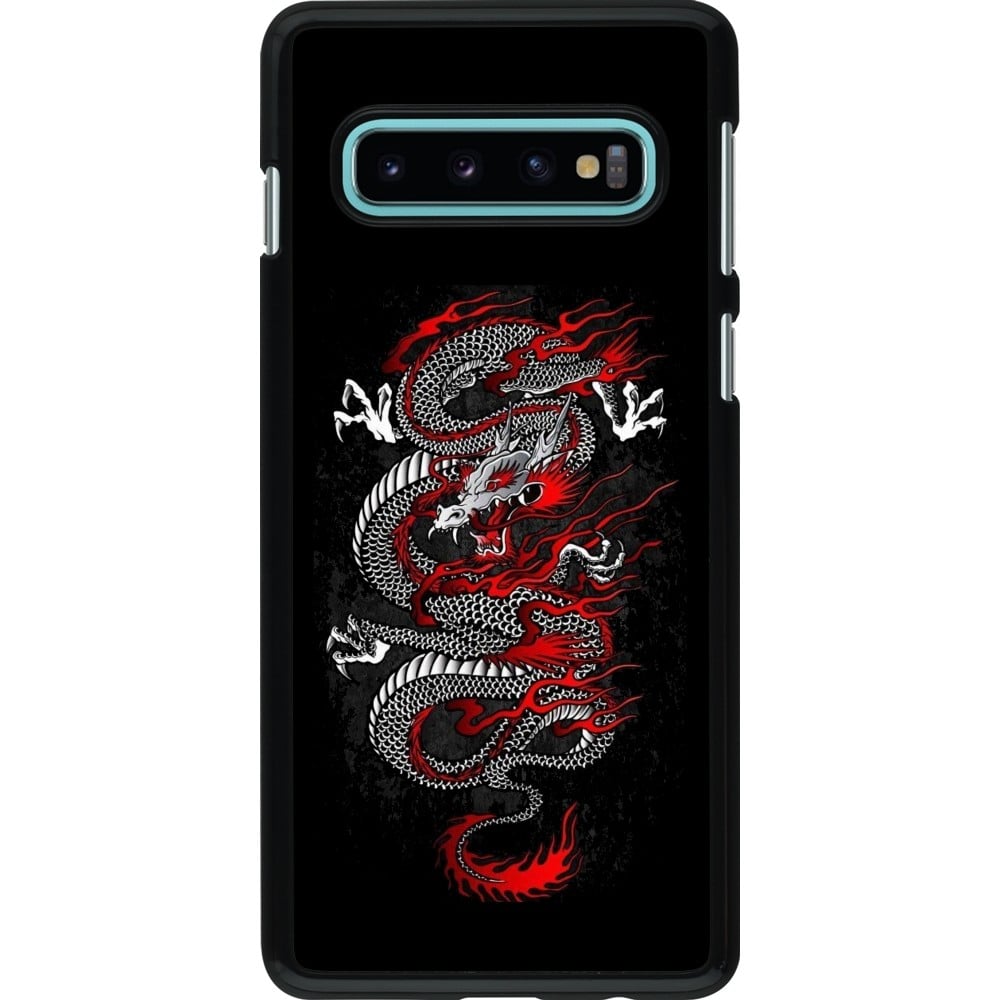 Coque Samsung Galaxy S10 - Japanese style Dragon Tattoo Red Black