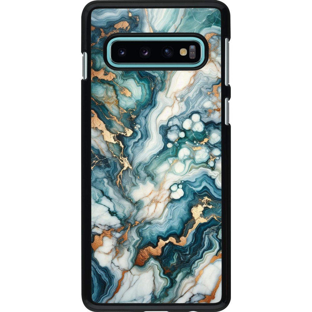 Coque Samsung Galaxy S10 - Marbre Vert Bleu Doré