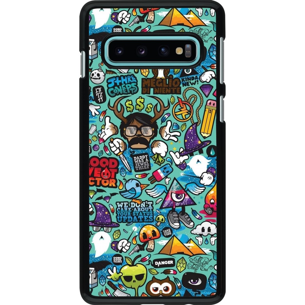 Coque Samsung Galaxy S10 - Mixed Cartoons Turquoise