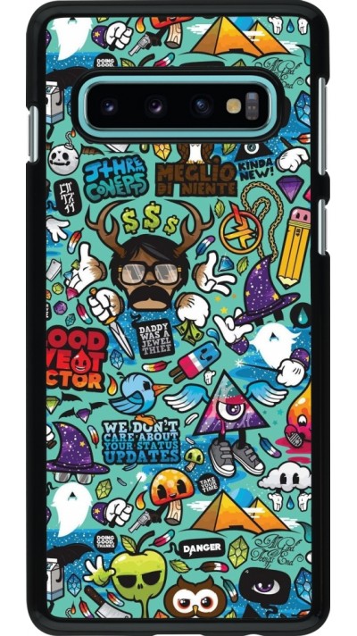 Coque Samsung Galaxy S10 - Mixed Cartoons Turquoise