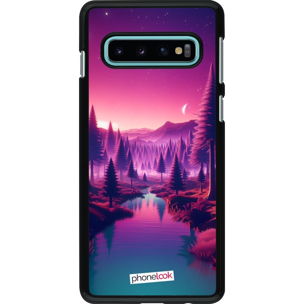 Coque Samsung Galaxy S10 - Paysage Violet-Rose