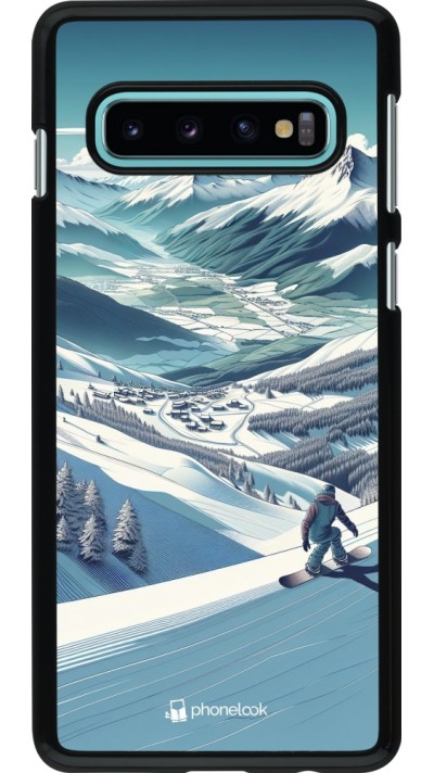 Coque Samsung Galaxy S10 - Snowboarder Montagne