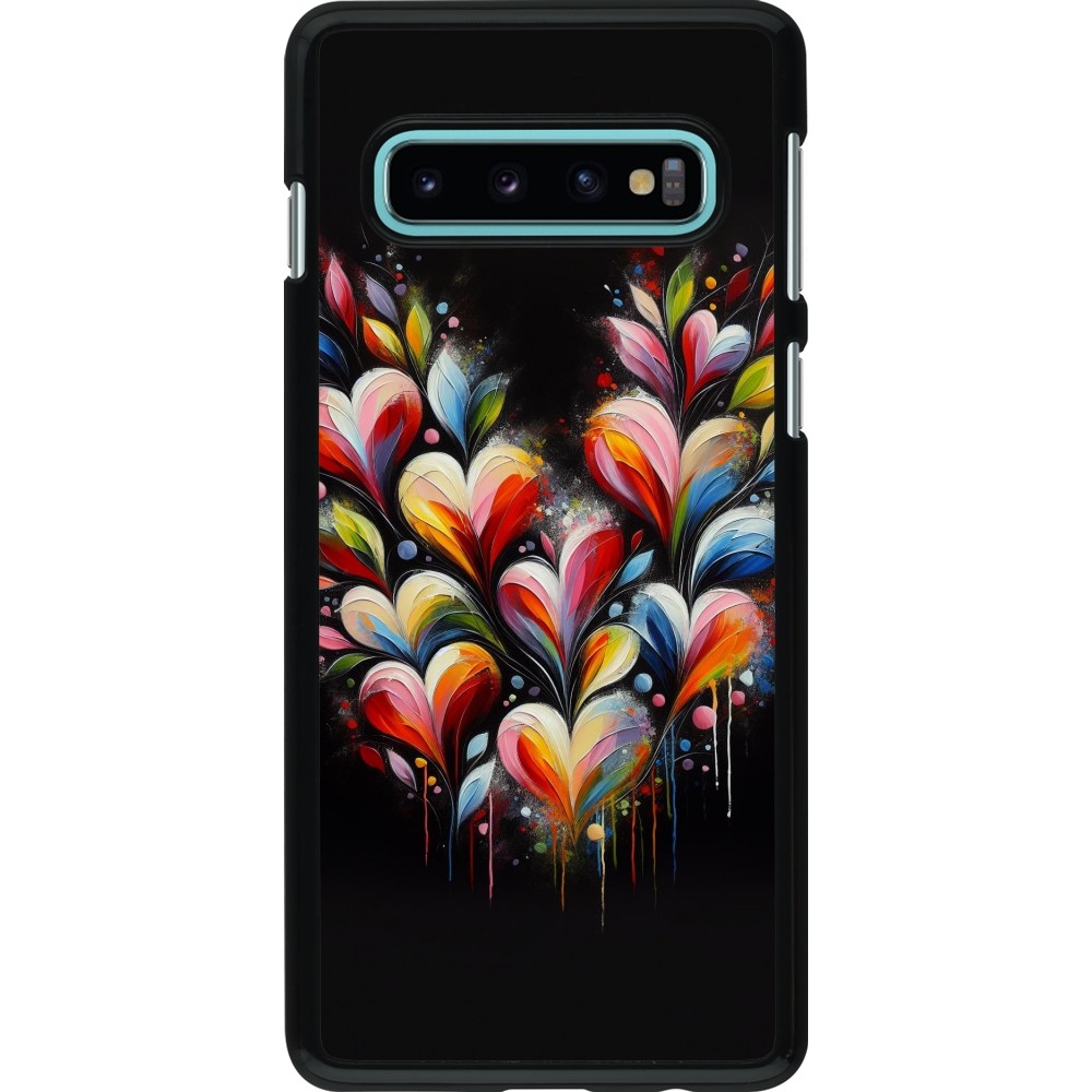 Coque Samsung Galaxy S10 - Valentine 2024 Coeur Noir Abstrait