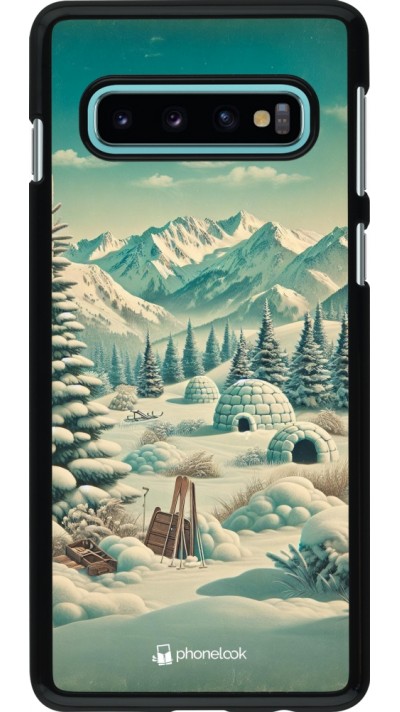 Coque Samsung Galaxy S10 - Vintage Snowy Mountain Igloo