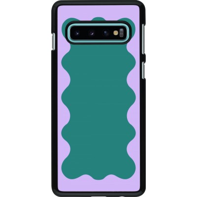 Coque Samsung Galaxy S10 - Wavy Rectangle Green Purple