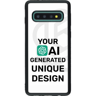 Coque Samsung Galaxy S10 - Silicone rigide noir 100% unique générée par intelligence artificielle (AI) avec vos idées