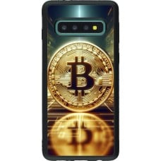 Coque Samsung Galaxy S10 - Silicone rigide noir Bitcoin Standing