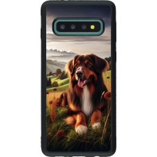 Coque Samsung Galaxy S10 - Silicone rigide noir Chien Campagne Suisse