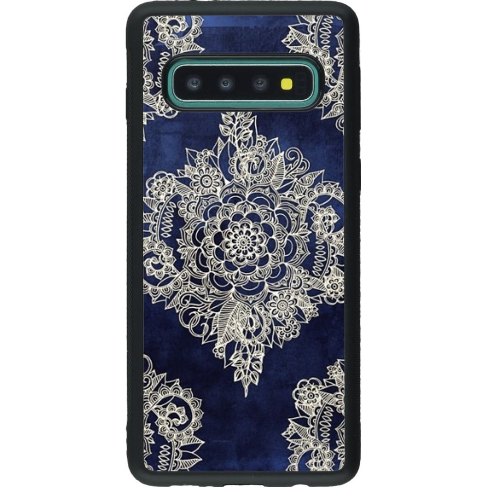 Coque Samsung Galaxy S10 - Silicone rigide noir Cream Flower Moroccan