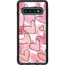 Coque Samsung Galaxy S10 - Silicone rigide noir Easter 2023 pink hearts