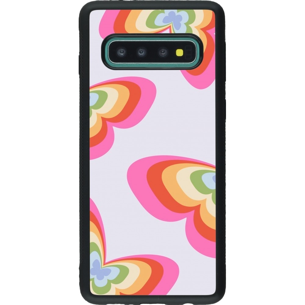 Coque Samsung Galaxy S10 - Silicone rigide noir Easter 2024 rainbow butterflies