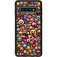 Coque Samsung Galaxy S10 - Silicone rigide noir Emoji Mix Color