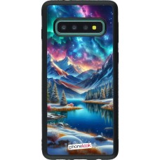 Coque Samsung Galaxy S10 - Silicone rigide noir Fantasy Mountain Lake Sky Stars