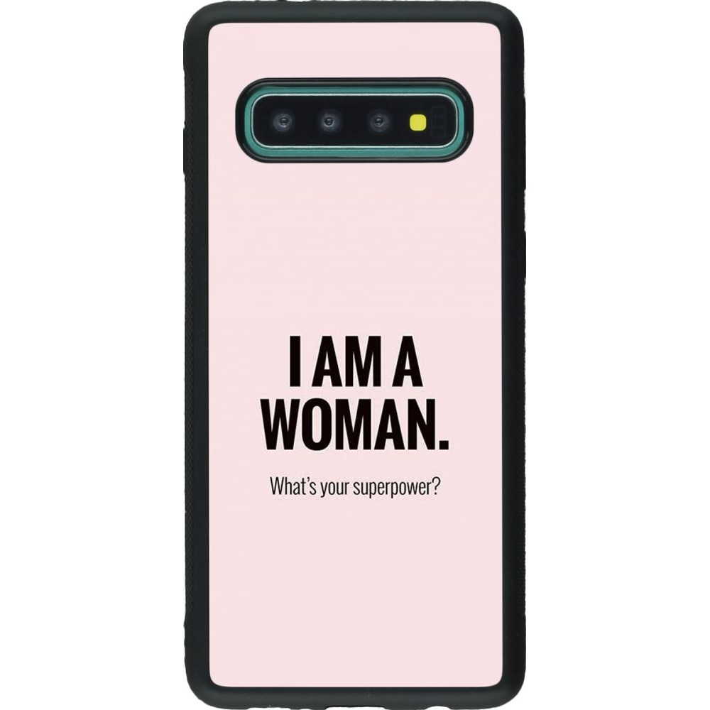 Coque Samsung Galaxy S10 - Silicone rigide noir I am a woman