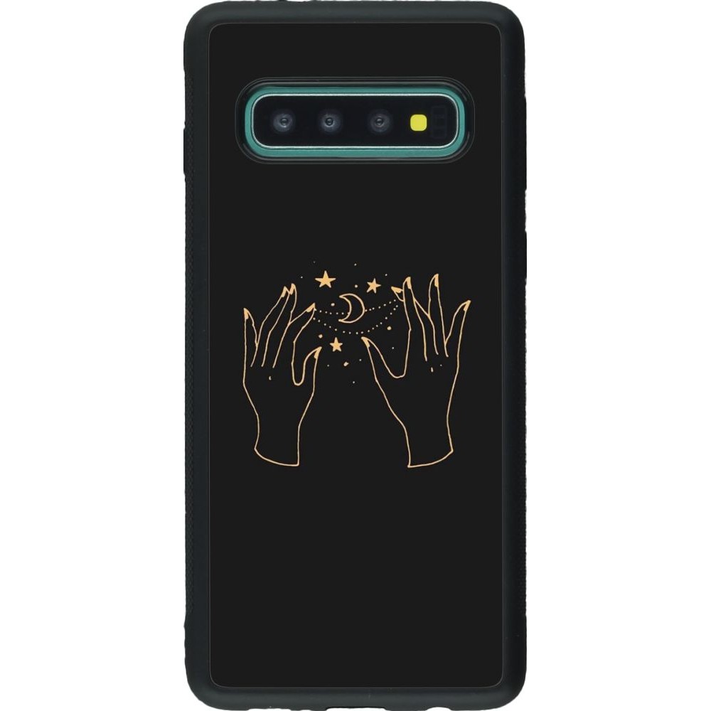 Coque Samsung Galaxy S10 - Silicone rigide noir Grey magic hands